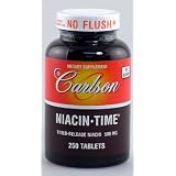 Carlson Laboratories Niacin 500 mg Timed-Release No Fush Feeling (Aids with High Cholesterol Levels) 250 Tablets