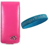 Leather Case for Apple iPod Nano Nano-Chromatic 4th Generation 8gb 16gb (Nano Chromatic Not Included) + Wisdom*Courage Wristband + Ipod Nano Screen Protector Kit, Melrose Magenta
