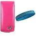 Leather Case for Apple iPod Nano Nano-Chromatic 4th Generation 8gb 16gb (Nano Chromatic Not Included) + Wisdom*Courage Wristband + Ipod Nano Screen Protector Kit, Melrose Magenta