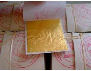 Edible Gold Leaf : 10 Gold Leaf Sheets 24 K