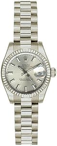 Rolex Datejust Silver Index Dial President Bracelet 18k White Gold Watch 179179SSP
