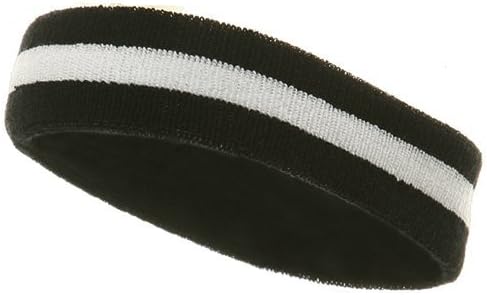 Striped Cotton Terry Cloth Moisture Wicking Head Band (Pink/White)