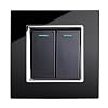 Retrotouch 2 gang glass panel light switch in black