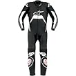 Alpinestars Tech 1-R Men's 1-Piece Leather Street Bike Motorcycle Race Suits - Black/White