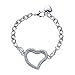 Feilaiger Glass Heart Shape Rhinestone Floating Charm Living Memory Lockets Bracelet Set - Free Link Chain
