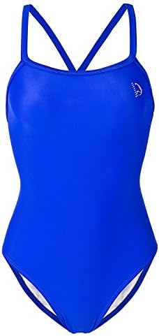 Big Girls' Solid Athletic One-Piece Swimsuit Flyback Training Swimwear Blue S