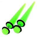 Fake Cheaters Illusion Tapers Expanders Stretchers Plugs (Color Neon Green, Shaft Size 16G or (1.2mm), Appearance 2G or 6mm, SOLD as a Pair)
