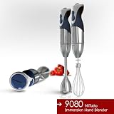 41KXg4XIUAL. SL160  Miallegro 9080 MiTutto 450 Watt, Immersion Hand Blender, Stainless Steel w/ Whisk and Chopper Attachment 5 speed Turbo