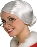Adult Old Lady Mrs Santa Claus White Bun Costume Wig