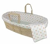 Tadpoles Polka Dot Micro Fleece Moses Basket Set, Sage