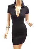 Patty Women Smart Polo Neck Cap Sleeve Casual Party Mini Dress