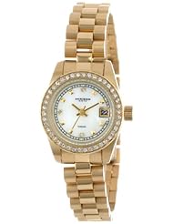Akribos XXIV Womens AK489YG Diamond Quartz Gold-Tone Stainless Steel Bracelet Watch