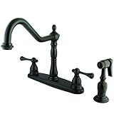 Kingston Brass KB7755BLBS English Vintage 8-Inch Deck Kitchen Faucet with Brass Sprayer, 8-5/8-Inch,
