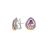 14K Yellow Gold and Sterling Silver 4 5/8 ct. Amethyst and 5/8 ct. Rhodolite Fashion Earrings