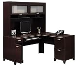 Mocha Cherry LDesk with Right Return and Hutch Mocha Cherry