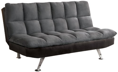 Furniture of America Milly Microfiber Futon, Dark Grey