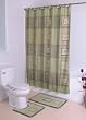 Bath Ensemble, Shower Curtain, 12 Fabric Rings, Bath and Contour Mat, Etchings Mosstone