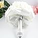 OurWarm White Crystal Roses Pearl Bridal Bridesmaid Wedding Bouquet Artificial Silk Flowers