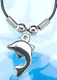 18 Hematite Dolphin Necklace W/black Cord 18 Hematite Dolphin Necklace W/black Cord