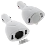 SAVE $15 - GTMax White 2-Port USB Car Charger Vehicle Power Adapter with Extra Socket for iPhone, iPod, MP3 MP4 Players, Digital Cameras, Kindle, Cell Phones, PDAs $4.99