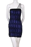 Wanna V. Lace Overlay Strappy One Shoulder Mini Dress Royal Blue Large