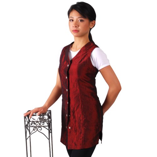 JMT Beauty Sleeveless Burgundy Salon Smock (S (6))