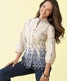 Charter Club Three-Quarter-Sleeve Floral Blouse