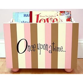 wooden book holder - 'once upon a time' - pink & brown