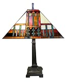 Warehouse of Tiffany SP2035 Tiffany and Mission-style Table Lamp, Orange