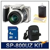 Olympus SP-800UZ Digital Camera, 14 Megapixels, 30x Wide-Angle 28mm Optical Zoom, 3.0 LCD Monitor, 4 GB Memory Card, Deluxe Carrying Case, and Lens Cleaning Kit