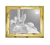 Log Framed Wildlife Wolves Etched Mirror Rustic Cabin Wall Decor