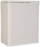 Lamont Home Impact Wicker Upright Laundry Hamper with Padded Vinyl Lid, White