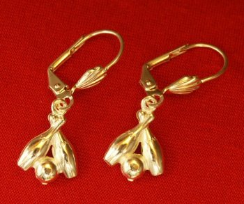 Crossed Bowling Pins Gold Dangle Earring
