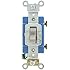 Leviton 1201-2GY 15 Amp, 120/277 Volt, Toggle Single-Pole AC Quiet Switch, Extra Heavy Duty Grade, Self Grounding, Gray