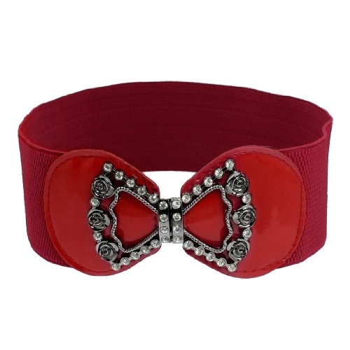 Women Faux Rhinestone Bowtie Buckle 3