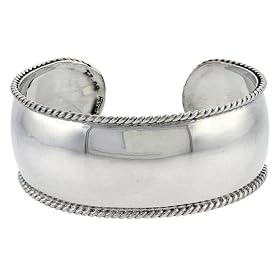 Sterling Silver 7/8" Domed Cuff Bangle with Rope Edge Sterling Silver 7/8" Domed Cuff Bangle with Rope Edge