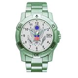 Sport Watch, Chrome, Military, U.S. Army w/Date, Metal Band