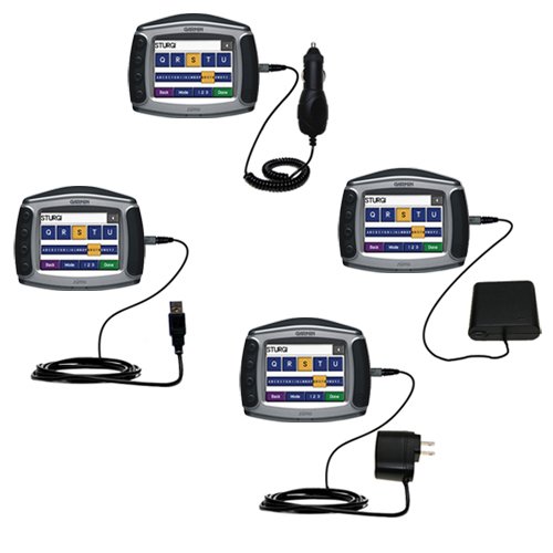 Road Warrior Kit for the Garmin Zumo 450 includes a Car & Wall Charger AND USB cable AND Battery Extender - Gomadic Brand w/ TipExchange Technology
