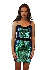 Girls Two-Toned Polyester Sequined Bodycon Dress/Mini Dress 