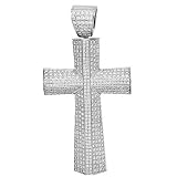14K White Gold Mens Diamond Cross Pendant 9.79 Ctw