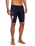 Speedo Men's Team Collection Usa Replica Jammer Swimsuit, Navy/Red/White, 38
