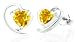 Heart Cut Citrine Earrings Sterling Silver