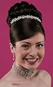 Antique Rose Tiara: Antique Silver Tiara is Adorned With Rum Pink Pearl Flowers With Rhinestone Centers and Entwined With Pearl Strands and Rhinestone Covered Leaves