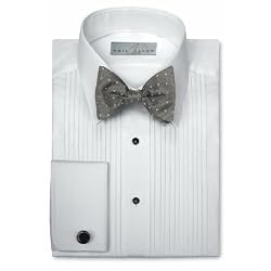 Neil Allyn Laydown Collar, 1/4" Pleated, Poly/Cotton with Convertible Cuffs/Placket Tuxedo Shirt