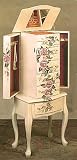 Hand Painted Rose Motif Jewelry Armoire