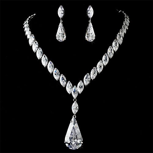 CZ Sensation Necklace & Earring Set, Bridal Jewelry 1139
