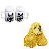 Full Color Cocker Spaniel Large Salt and Pepper Shaker, Porcelain by Rosalinde (4')