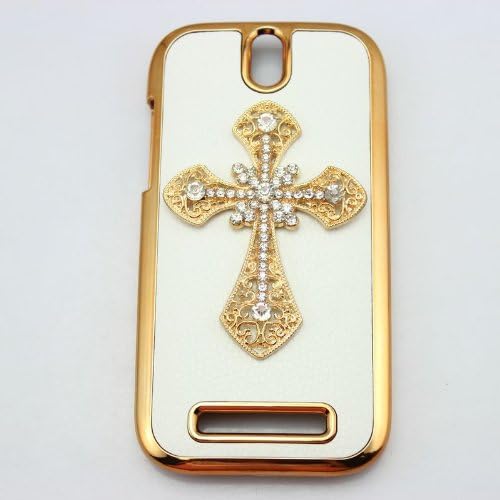 piaopiao bling 3D leather case bow flower shoe leopard diamond back cover for HTC one sv st lte (cross gold)