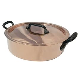 Mauviel Cuprinox Extra-Thick 2.5 mm 6.2-Quart Saut� Pan with Lid and Cast-Iron Handles by Mauviel