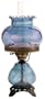 Blue Crackle Student Shade Night Light Hurricane Table Lamp